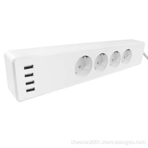 Eu Power Strip Power Extensions Strip Smart 4 Outlet Power Strip European Surge Protector TUYA